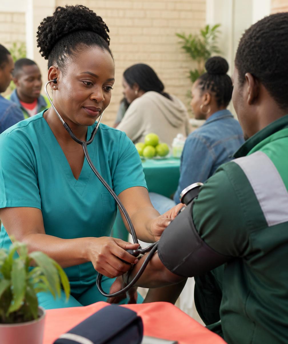 Workplace health screening led by a HygiaPro health specialist